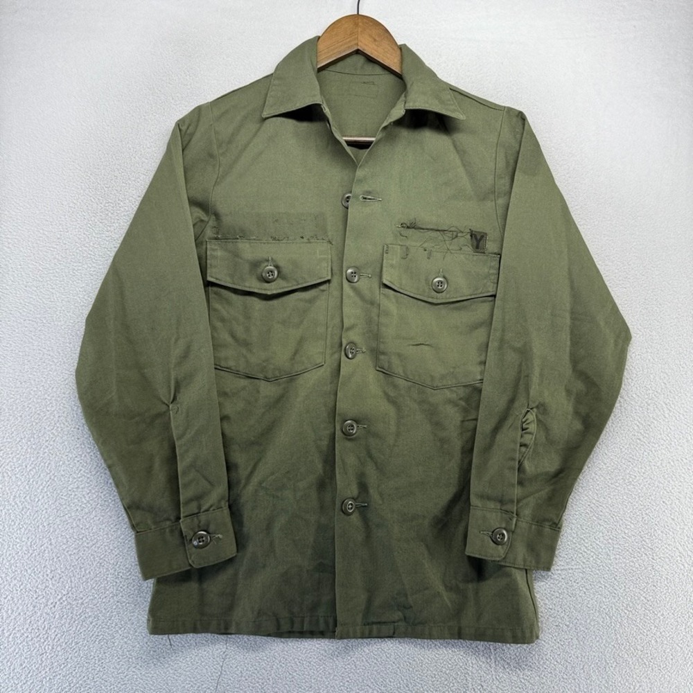 VIntage OG 507 Military Shirt Men's Small 18x26 Green Military Cotton Uniform